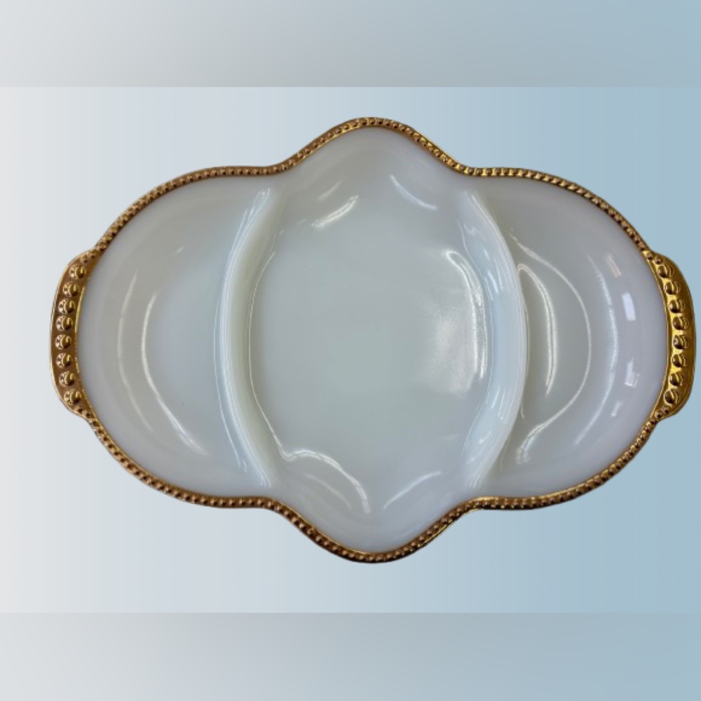 Fire King | Vintage 1950s Milk Glass Divided Serving Tray